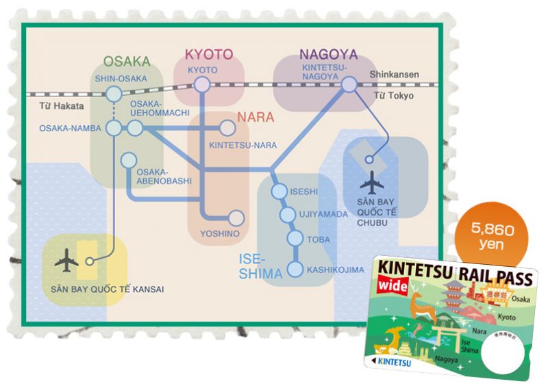 du lịch tiết kiệm với Kintetsu Rail Pass Wide